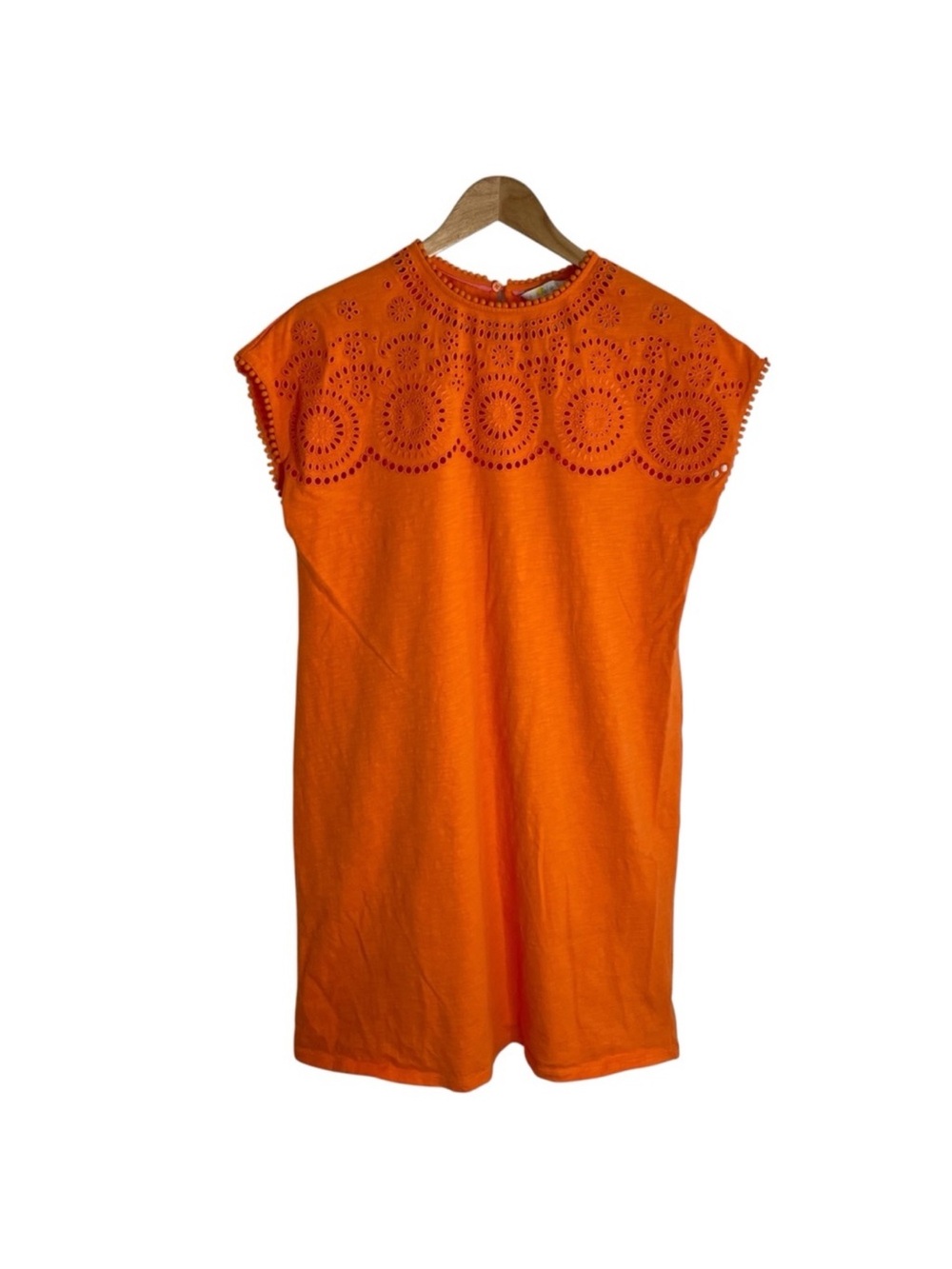 Boden Orange Eyelet Trim Cap-Sleeve Dress 12L